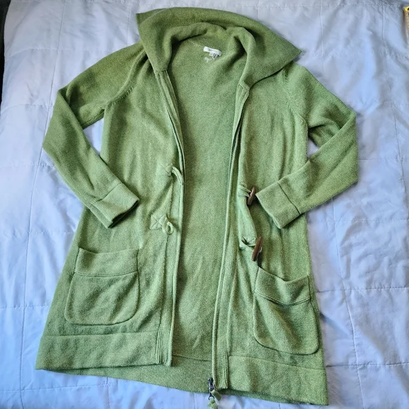 Tyler Boe Cotton Wool Blend Long Line Zipper Front Cardigan Sweater - Picture 5 of 16